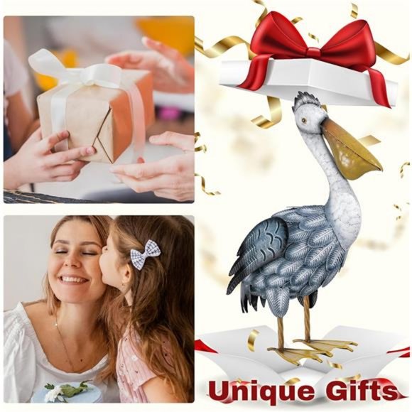 Pelican Outdoor Decor, 16.5" Coastal Ocean Bird Garden Statues & Sculptures - Picture 7 of 7